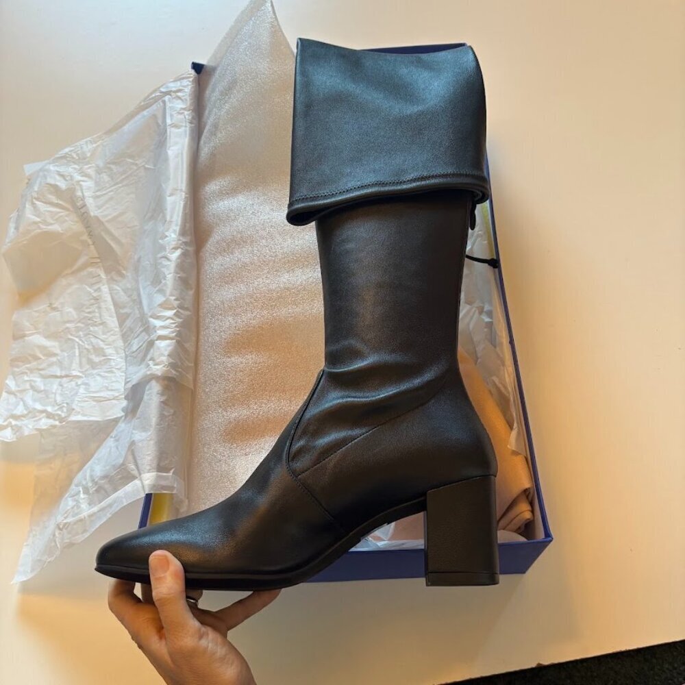 NIB Stuart Weitzman GENNA 60 CITY BOOT Over The Knee Block Heel Black - Picture 9 of 14